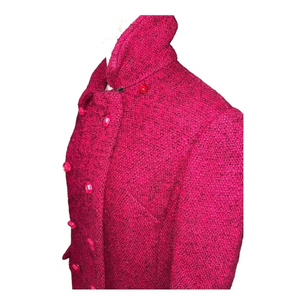 Rare Vintage 1960 Bromleigh NY Wool Boucle Deep 🍷 Double Breasted Coat SZ M - Picture 8 of 14